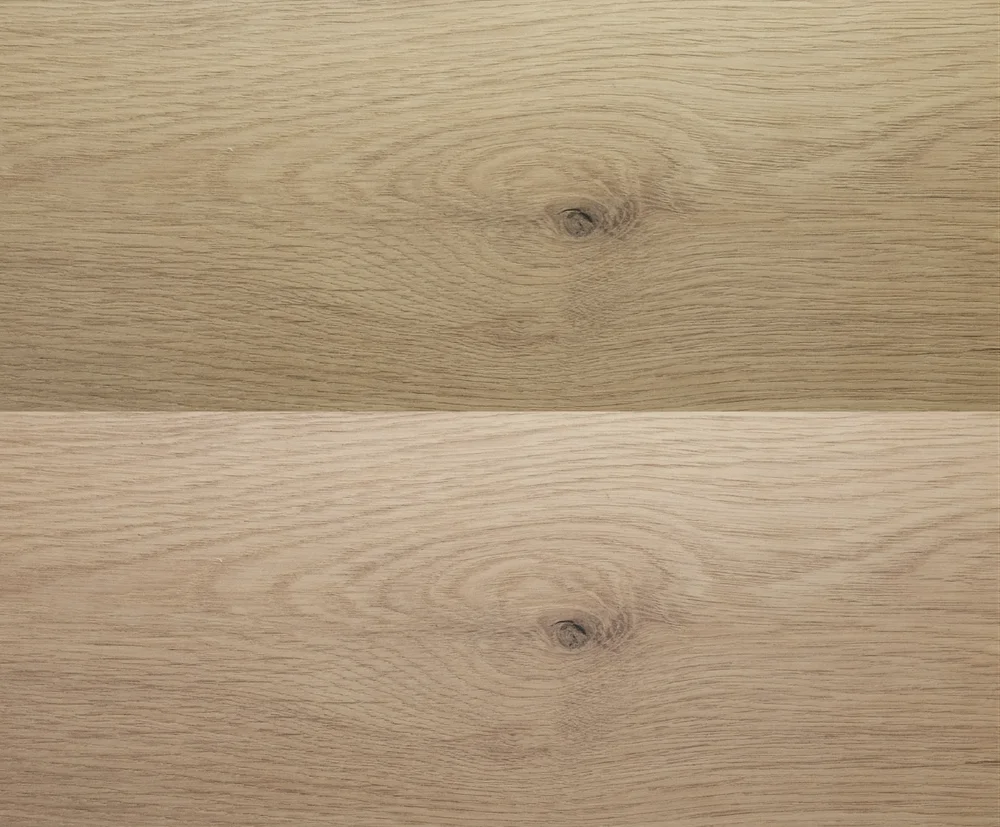 Oak panels showing green-red shift metamerism comparison